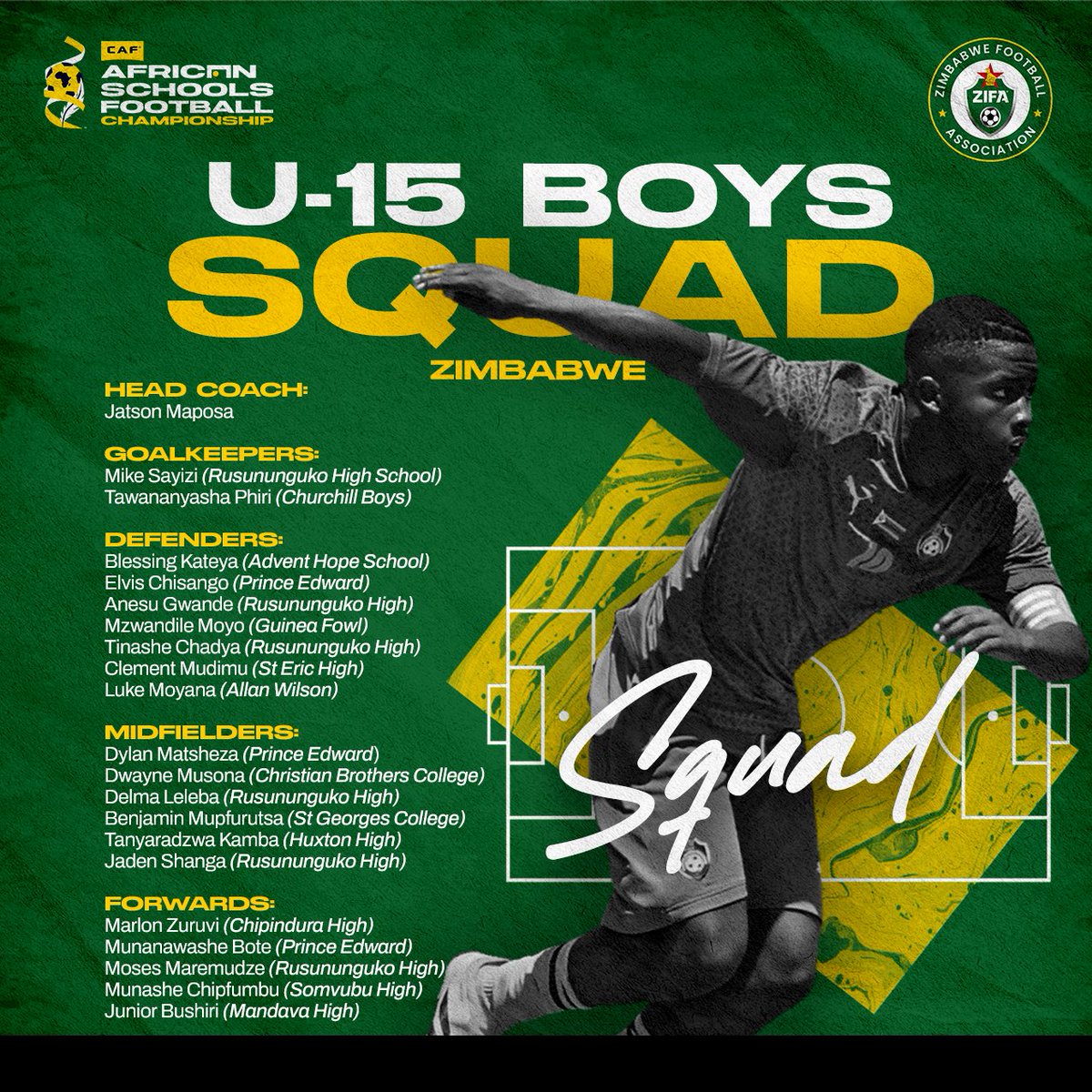 online_zifa's tweet image. Our U-15 Boys are READY! 📷

Time to fly the flag high at the CAF African Schools Football Championship Finals.

Let’s go, boys! 📷

#FutureWarriors #ZimbabweFootball