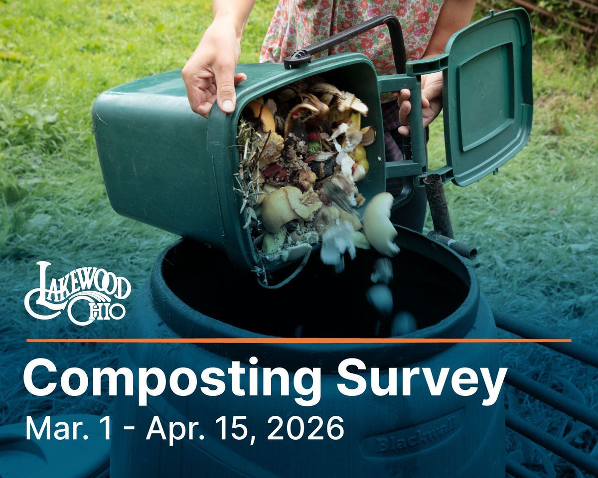 LakewoodOhio's tweet photo. The Planning &amp; Development Dept. is conducting a survey to gather resident feedback on composting. Your participation will help to guide future citywide composting resources.

The survey is open through April 15, 2026. Submit your entry here: https://t.co/y6STHX0cjB https://t.co/pJQVUGdnD8