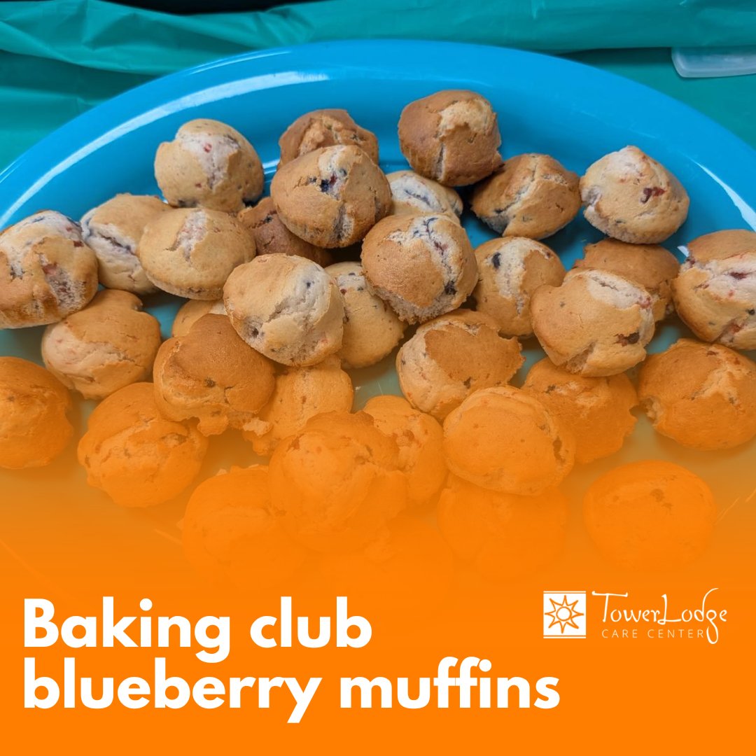 TowerLodgeCare's tweet image. Our baking club whipped up something sweet and delicious—fresh blueberry muffins! From mixing to baking, it was a fun-filled time full of smiles, laughter, and the wonderful aroma of homemade treats. Nothing brings people together like baking!

#BakingClub #BlueberryMuffins