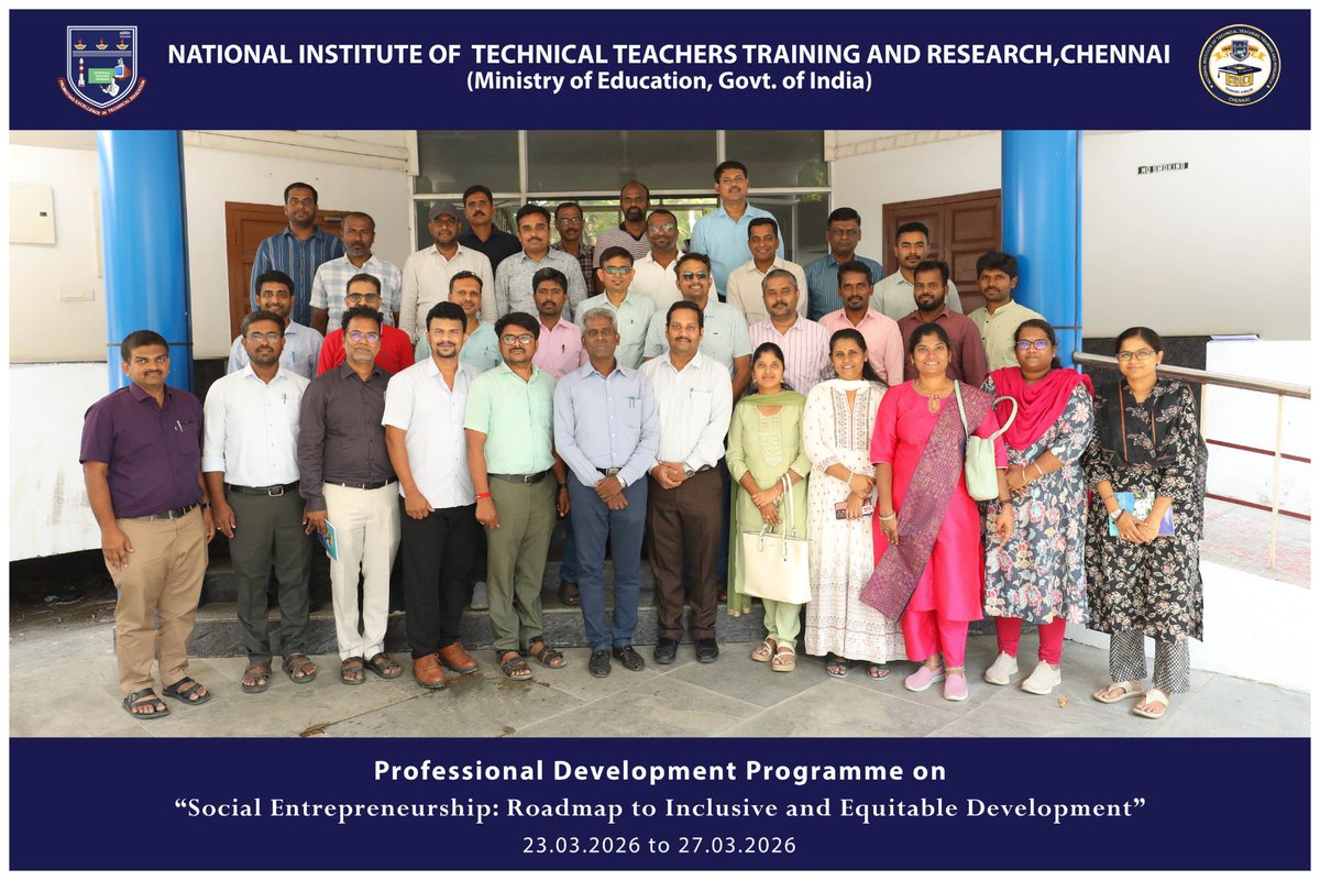 Dr. M. Seenuvasan, Associate Dean (Training), NITTTR Chennai, delivered the valedictory address to the participants of the Professional Development Programme on “Social Entrepreneurship: Roadmap to Inclusive and Equitable Development” in contact mode on 27.03.2026.