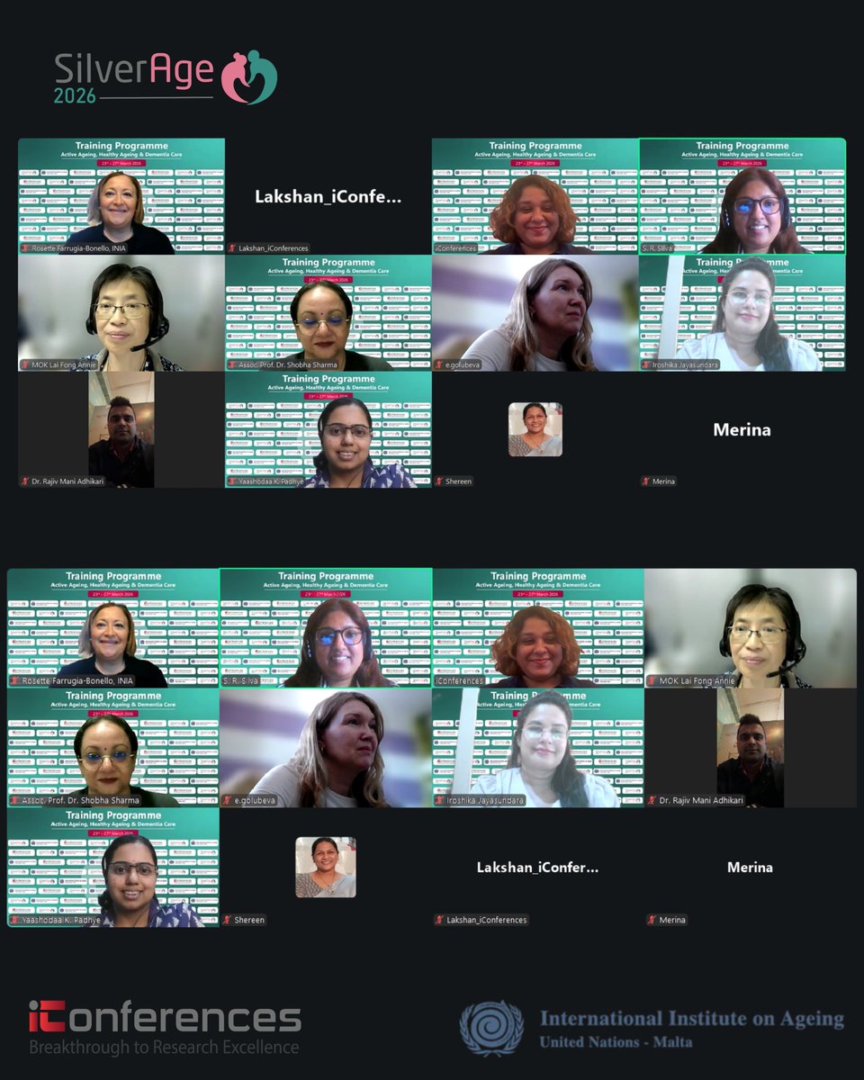 conferences_i's tweet image. Day 5 marked the successful conclusion of the 5-day training programme 🎉

Sessions by:
👩‍🏫 Prof. Mala Kapur Shankardass
👩‍🏫 Dr. Rosette Farrugia-Bonello

Thank you to all speakers &amp;amp; participants for making this programme a success!

#SilverAge2026 #ActiveAgeing #DementiaCare