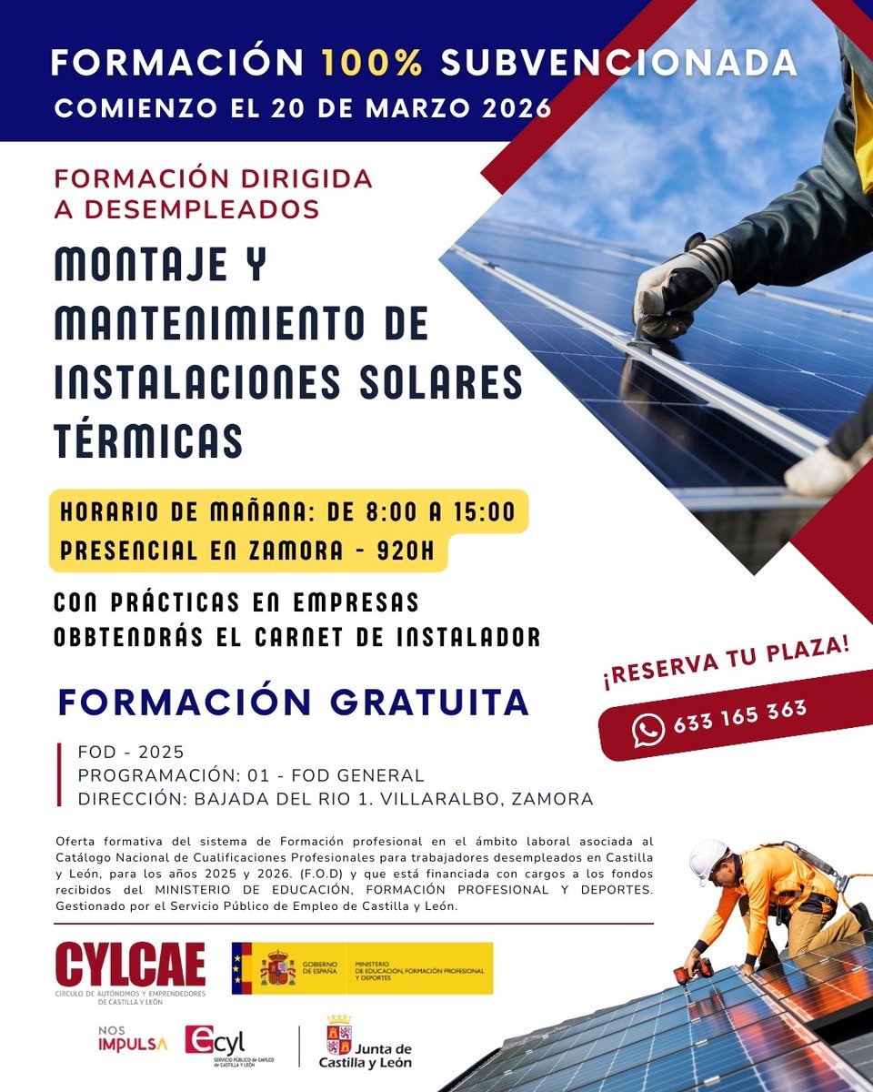 Cylcae_org's tweet photo. Ha dado comienzo el curso de montaje y mantenimiento de instalaciones solares térmicas https://t.co/kyu65EBJ2i