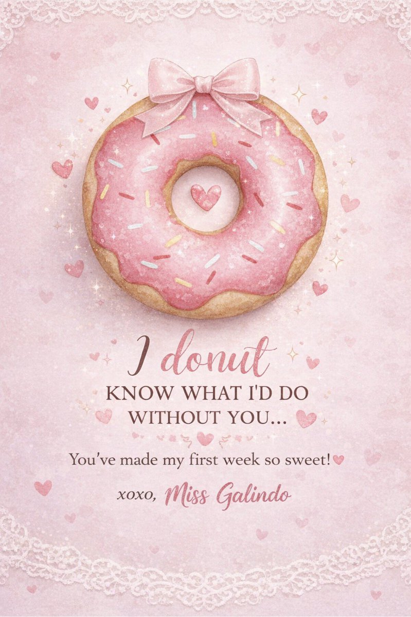 MissJGalindo's tweet image. ♥️ a dozen reasons to smile 🍩🎀 + little reminders to stick with you 💌✨a morning sugar fix to thank my amazing campus for the sweetest first week… my heart is so full 🤍 #DonutsAndStickers #SweetStart #SchoolCounselor #FirstWeekFeels #GratefulHeart #BearPride 🐻🎀🍩✨