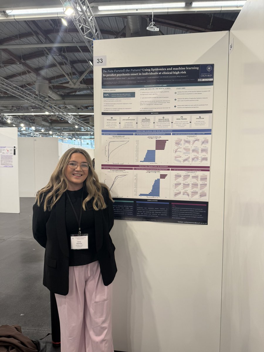 Emsdoesscience's tweet photo. Delighted to be at #SIRS2026 hearing about lots of amazing schizophrenia research in Florence, Italy! 🇮🇹 

Thanks to everyone who came by my poster about the lipidome as a candidate biomarker for transition to psychosis 🧠. https://t.co/8E9d1k9Pb1