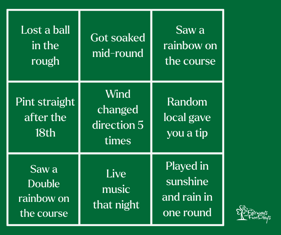 FairwaysFundays's tweet image. Irish Golf Bingo ☘️
Be honest… how many of these have you ticked off on an Ireland golf trip? Full house = you’re basically local at this stage
Drop your score below 👇
#GolfLife #GolfTrip #BucketListGolf #LinksGolf #IrelandGolf #golftravel