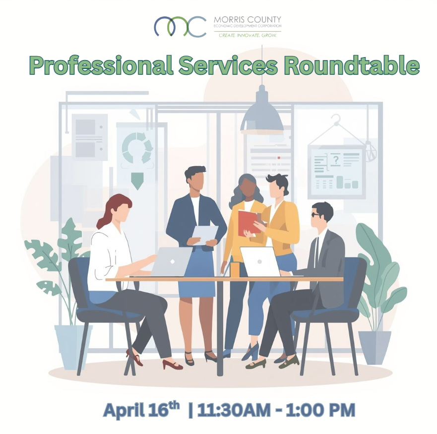 MCEconDev's tweet photo. The Morris County EDC wants to hear from our community of marketers, accountants, business consultants, advisors, and more! Join us either virtually or in-person on April 16th for the Professional Services Industry Roundtable .

Register today for free at https://t.co/RZp0WNRaGw https://t.co/ITxEdamH0C