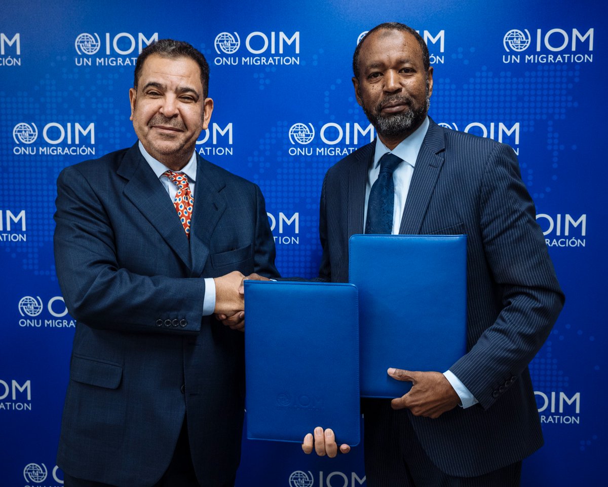 AbdikerM's tweet photo. Pleased to sign an MoU on behalf of IOM w/ Princess Alanood Foundation of Saudi Arabia alongside Secretary General Dr. Yousef Al-Huzaim.

This partnership reflects our commitment to strengthen youth engagement, safe migration, emergency response and sustainable development. https://t.co/GBVSlqTmm0