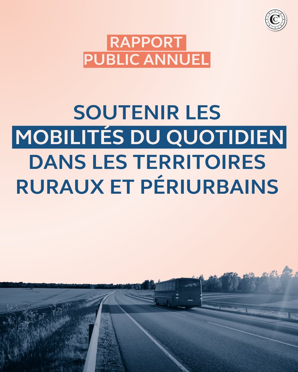Courdescomptes's tweet image. 🚨 Plus de 70% des habitants des communes rurales et périurbaines n’ont pas le choix de leur mode de #transport.

Dans son rapport public annuel 2026, la Cour s'est intéressée aux #mobilités du quotidien dans les territoires ruraux et périurbains ➡️ ccomptes.fr/sites/default/…