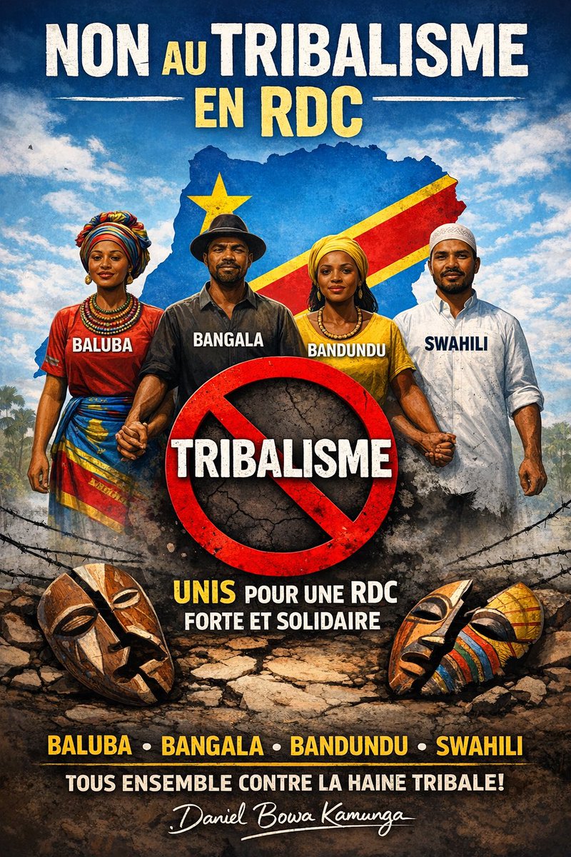 bowa_09's tweet image. #NON_AU_TRIBALISME
Le tribalisme n’a pas sa place dans notre société. Il divise, fragilise notre cohésion et ralentit notre développement. Notre force réside dans notre diversité et dans le respect mutuel entre tous les citoyens, qu’ils soient #Baluba, #Bangala, #Bandundu,