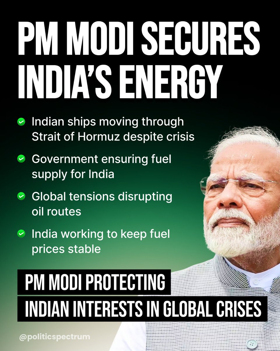 Vedic_dharma_'s tweet image. The strategic brilliance of PM Modi in managing global oil routes is unmatched. By maintaining strong diplomatic ties he has kept fuel prices stable for the common man despite massive global disruptions. This is true governance in action #ModiHaiTohStabilityHai