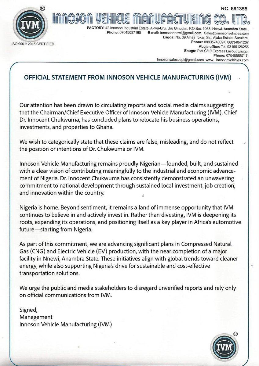 Innoson Vehicles tweet media