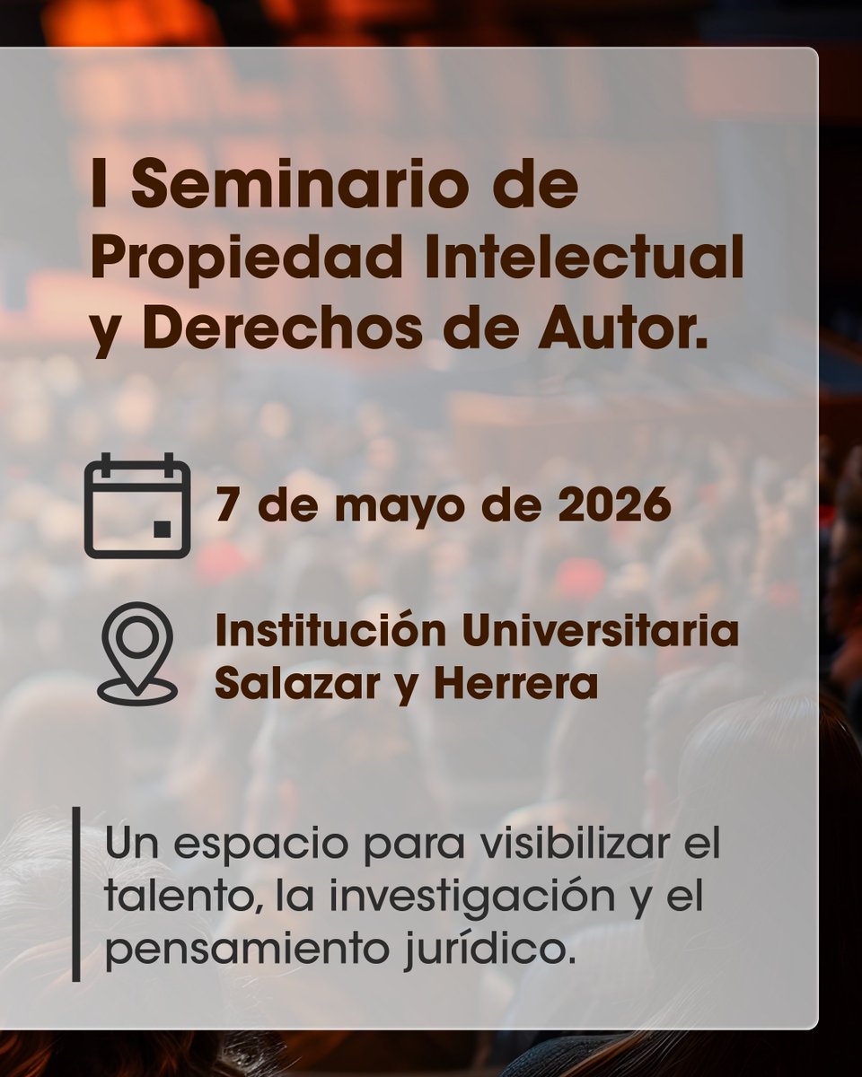 Buscamos ponentes para el I Seminario de Propiedad Intelectual y Derechos de Autor.

🗓️ Postúlate hasta el 15 de abril de 2026

📩 Envía tu propuesta y sé parte de este escenario académico.