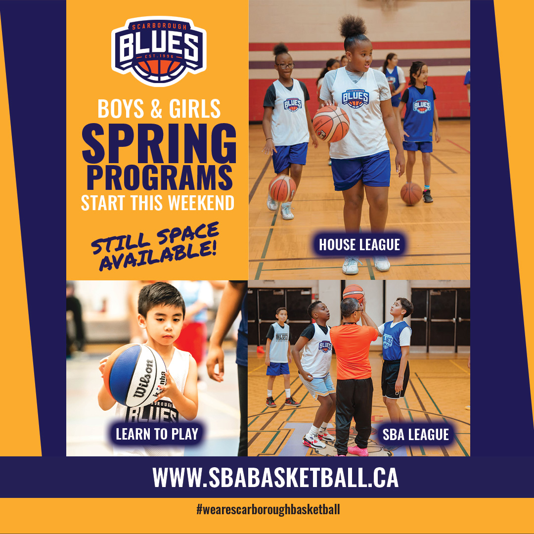 sbabball's tweet photo. Spring basketball starts this weekend at the SBA!
Our Learn to Play, House League, and SBA League programs are all tipping off over the next few days.

Spots are limited. Get registered! Visit https://t.co/3jyIEwuJiK

#wearescarboroughbasketball #sbablues #scarborough #gtahoops https://t.co/X1CbS1HqUY