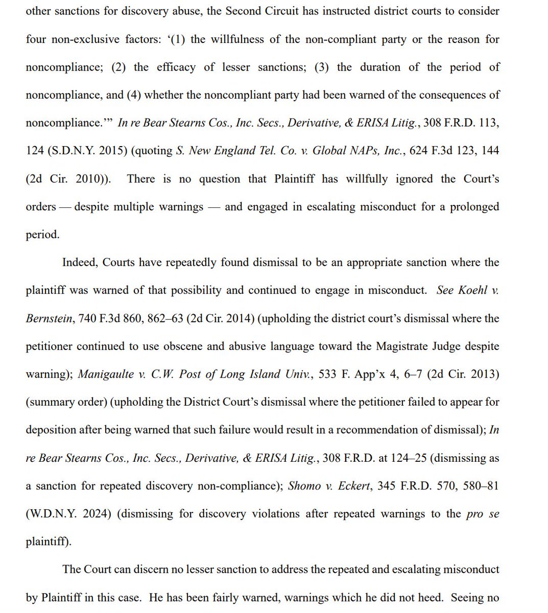 kcjohnson9's tweet photo. District court dismisses TIX lawsuit against @Yale (&amp; defamation lawsuit against accuser), citing plaintiff misconduct in discovery process &amp; pseudonym issues. https://t.co/rPc2tMfuJs