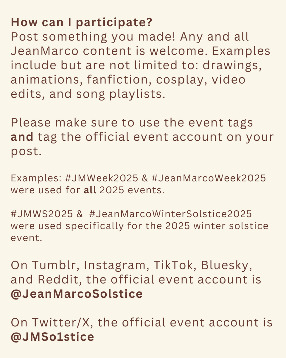 JMSo1stice's tweet photo. Answered some common questions about the event. Feel free to share/repost!
#JeanMarco #MarcoJean #ジャンマル #マルジャン #SNK #AOT #MarcoBodt #JeanKirstein https://t.co/85iyVJhCwy