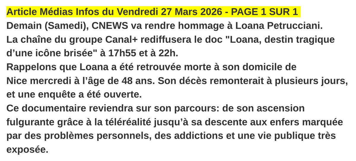 Médias Infos tweet media