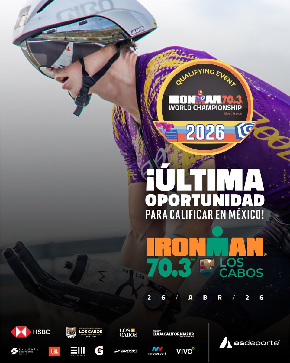 El IRONMAN 70.3 Los Cabos es tu última oportunidad en México para clasificar al IRONMAN 70.3 World Championship en Niza.​ La última oportunidad para buscar tu slot. 
¡Empieza tu camino a Niza aquí! 🇫🇷 👉 hubs.ly/Q048v9Xx0 ​
 #ironmanmexico #ironman703loscabos