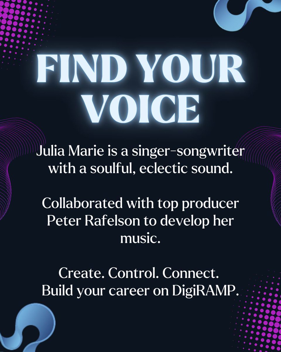 digiramp's tweet image. 🎤 DigiRAMP Creator Spotlight
Next up: Julia Marie.

A singer-songwriter with a soulful, genre-blending sound, working with top industry producers.

Start your journey.
🔗 digiramp.com #DigiRamp #ArtistsCommunity