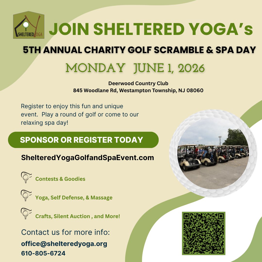 ShelteredYoga's tweet image. …al-golf-scramble.perfectgolfevent.com
Sign up or sponsor today!  
#sponsor #giveback #DeerwoodCountryClub #GolfCommunity #Golf #GolfEvent #charity #SpaDay #Relaxation #Unwind #Chill #SelfCare #Wellness #MassageTherapy #SupportOurMission #HelpUsHelpThem #grouphome #trauma #traumahealing