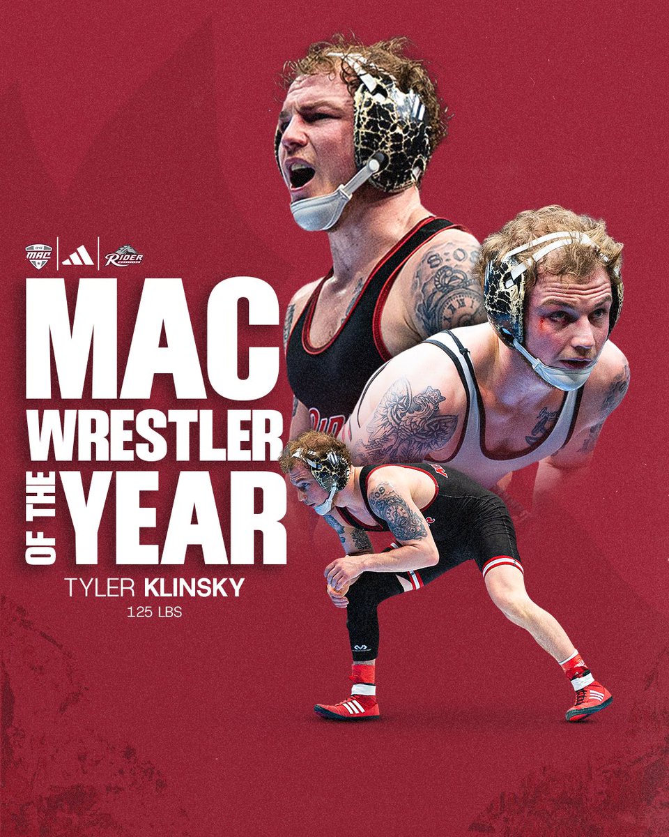 RiderWrestling's tweet photo. Tyler Klinsky is your MAC Wrestler of the Year! 

#RiderStrong l #GoBroncs l #MACtion https://t.co/NaT6yBRDh6