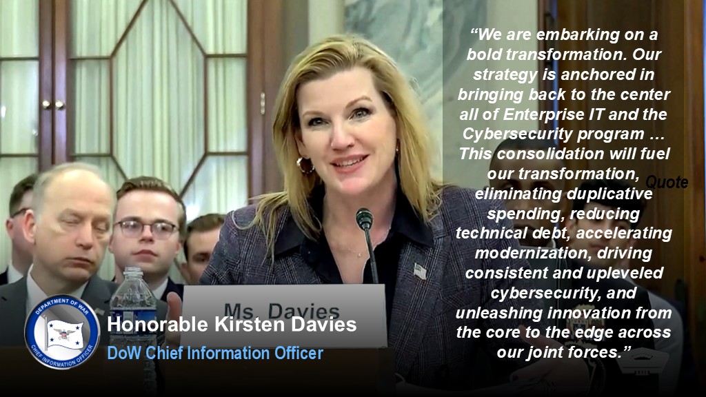 During her testimony before the Senate Armed Services Committee Cybersecurity Subcommittee on March 24, Hon. Davies, United States Department of War CIO, outlined a strategy for transformation that supports Secretary Hegseth's Arsenal of Freedom and the National Defense Strategy. https://t.co/2olJlWXt44