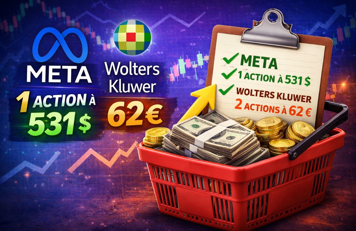 L’heure de faire les courses a commencé ! 🚨

🟢 +1 $META à 531$

Sur mon PEA :

🟢 +2 actions $WKL à 62€ 

Je prévoie aussi de renforcer $NVDA qui va bientôt toucher ma cible 🎯

J’adore voir le marché rouge, je n’ai que 20 ans, je ne suis qu’au début de ma phase