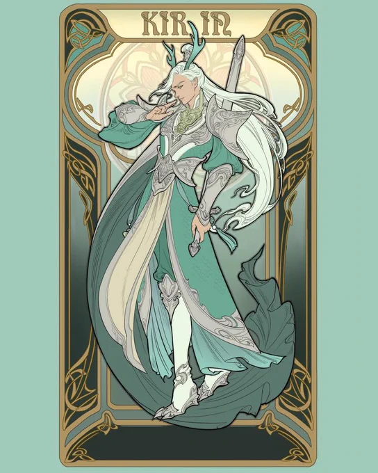 I had so much fun designing his armor Kirin, aka Qilin, is a mythic creature that appears in many forms across legends. For Trial of Lotus, I wanted him fully humanized.