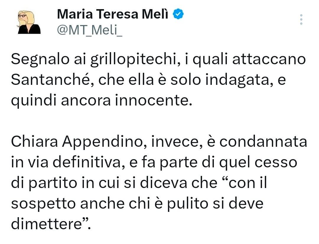 Brava <a href="/MT_Meli_/">Maria Teresa Melì</a>  la penso esattamente come,
lei e chi si allea con il <a href="/Mov5Stelle/">MoVimento 5 Stelle</a>  perderà il mio voto
