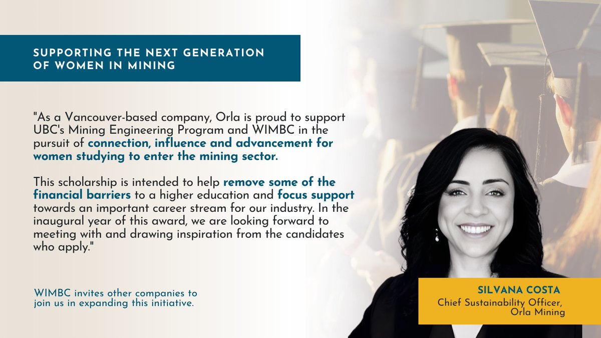 WIMBC's tweet photo. This is just the beginning, and we welcome other companies to join us in growing this initiative.
#WIMBC #OrlaMining #UBC #WomenInMining #Scholarship
Social media powered by Alliance Advisors IR https://t.co/BUnSlpSmbs