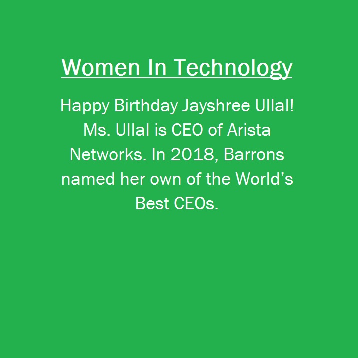 Gail_Eddy's tweet image. Happy Birthday 🎈 to Jayshree Ullal! 🧁 #WomenInTechnology #WomenWhoCode #GirlsWhoCode #WomenInScience #STEM #WomenInSTEM #WomenScientists #WomenInTech #WIT #ComputerWomen