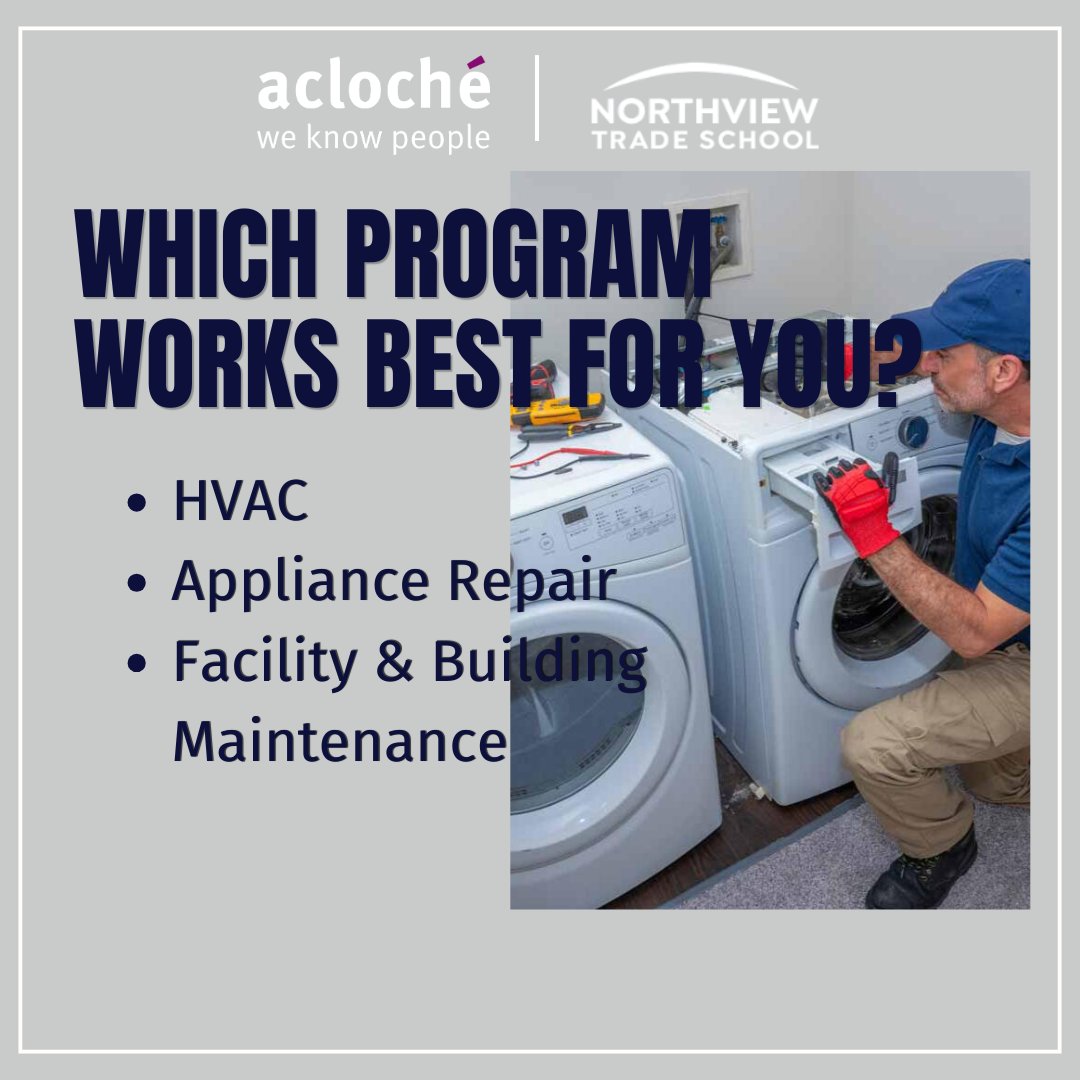acloche's tweet image. Choose a skilled trade that employers need right now. Northview Trade School offers an array of different programs that can be suitable for you!

Ready to learn more? Visit …killedtrades.northviewtradeschool.com

#weknowpeople #workforcesolutions #tradeschool #JobsOhio #careeropportunities