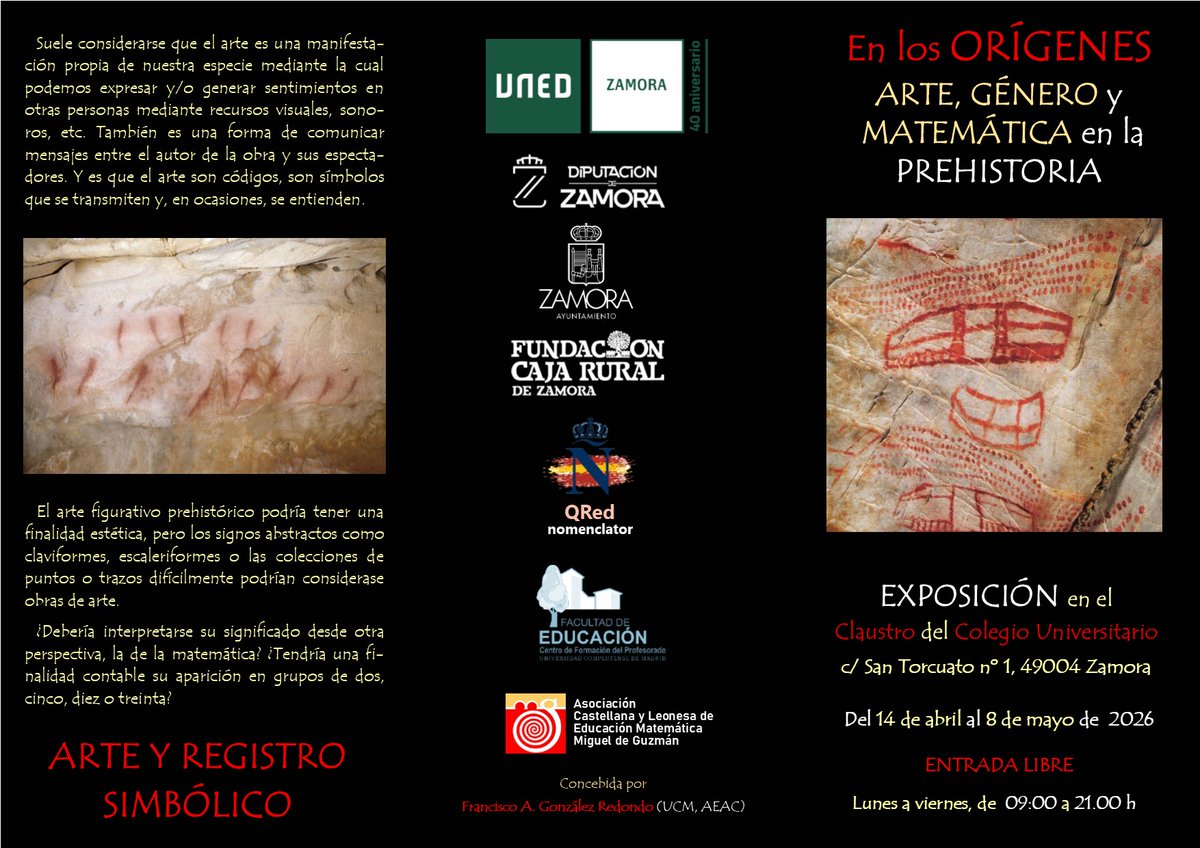 UNEDZamora's tweet image. ¿Fueron las mujeres las primeras matemáticas? 

📌 Conferencia: Prof. Francisco A. González Redondo 📆 Martes 14 de abril | 17:00 h 
📍 Claustro del Colegio Universitario 
🎟️ Entrada libre (hasta el 8 de mayo)
#Prehistoria #MujeresEnLaCiencia #CulturaZamora #UNED #Matemáticas