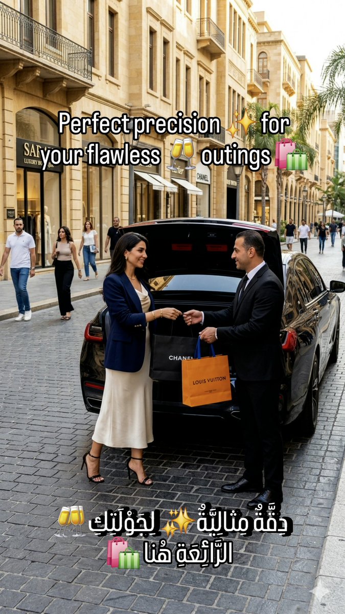 BoutrousB's tweet photo. Traffic ruins a good outfit. Secure your shopping with an elite chauffeur for absolute safety and flawless prestige ✨ 🛍️.
#EliteLane #VIP
العَجْقَةُ تُفْسِدُ ��َناقَتَكِ. احْجُزي شوفيرَنا لِتَضْمَني أَمانَكِ وَهَيْبَتَكِ المُطْلَقَةَ ✨ 🛍️.
#ايليت_لاين #سياحة https://t.co/wy5bHKT01W