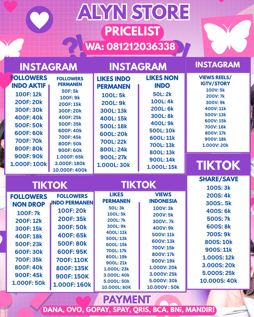 Alyn || jual followers, likes, views dkk tweet media