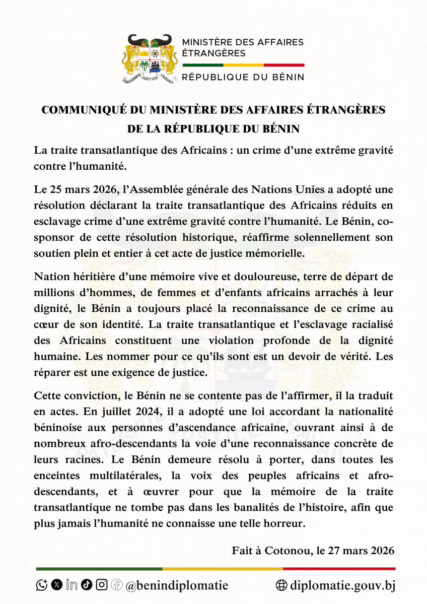 Bénin Diplomatie tweet media