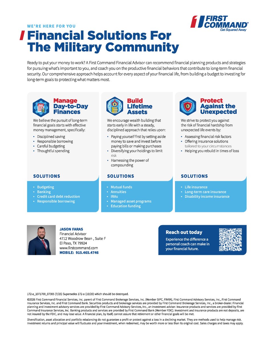 NMSUMVP's tweet photo. Meet Jason, one of First Command Financial Services' Advisors. He works closely with military families, guiding them through important financial decisions—from PCS moves &amp; buying a first home to preparing for life after service. Reach out to Jason today! https://t.co/ZrjYoGukiX