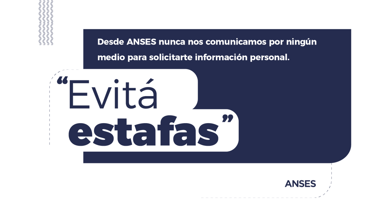 ❌ Te recordamos que desde ANSES nunca nos comunicamos para solicitarte datos personales ni bancarios.

❗️Si desde un número desconocido te piden esos datos, no abras enlaces ni respondas el mensaje.

⚠️ #EvitáEstafas