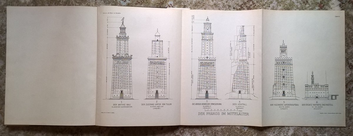 The 1909 book on the Pharos lighthouse in Alexandria by Hermann Thiersch has dominated conceptions of the Seventh Wonder of the World for a century. I have an original but they are very rare. I cannot find a single sale record or listing to value it, but >£1000. A wonder in