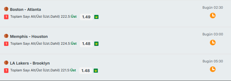 analysisdays's tweet photo. 🏀 ANALİZ GÜNÜ NBA ÖZEL 🚀
Gecenin en İDEAL 3 maçı seçildi. Baremler bizden yana! 💰👇

✅ Boston - Atlanta | 222.5 ÜST
✅ Memphis - Houston | 224.5 ÜST
✅ LA Lakers - Brooklyn | 221.5 ÜST

🔥 Toplam Oran: ~3.26 🎯 Güven: %90

#NBA #İddaaTahminleri #AnalizGünü #Kupon #Basketbol https://t.co/7dI8I4NekO
