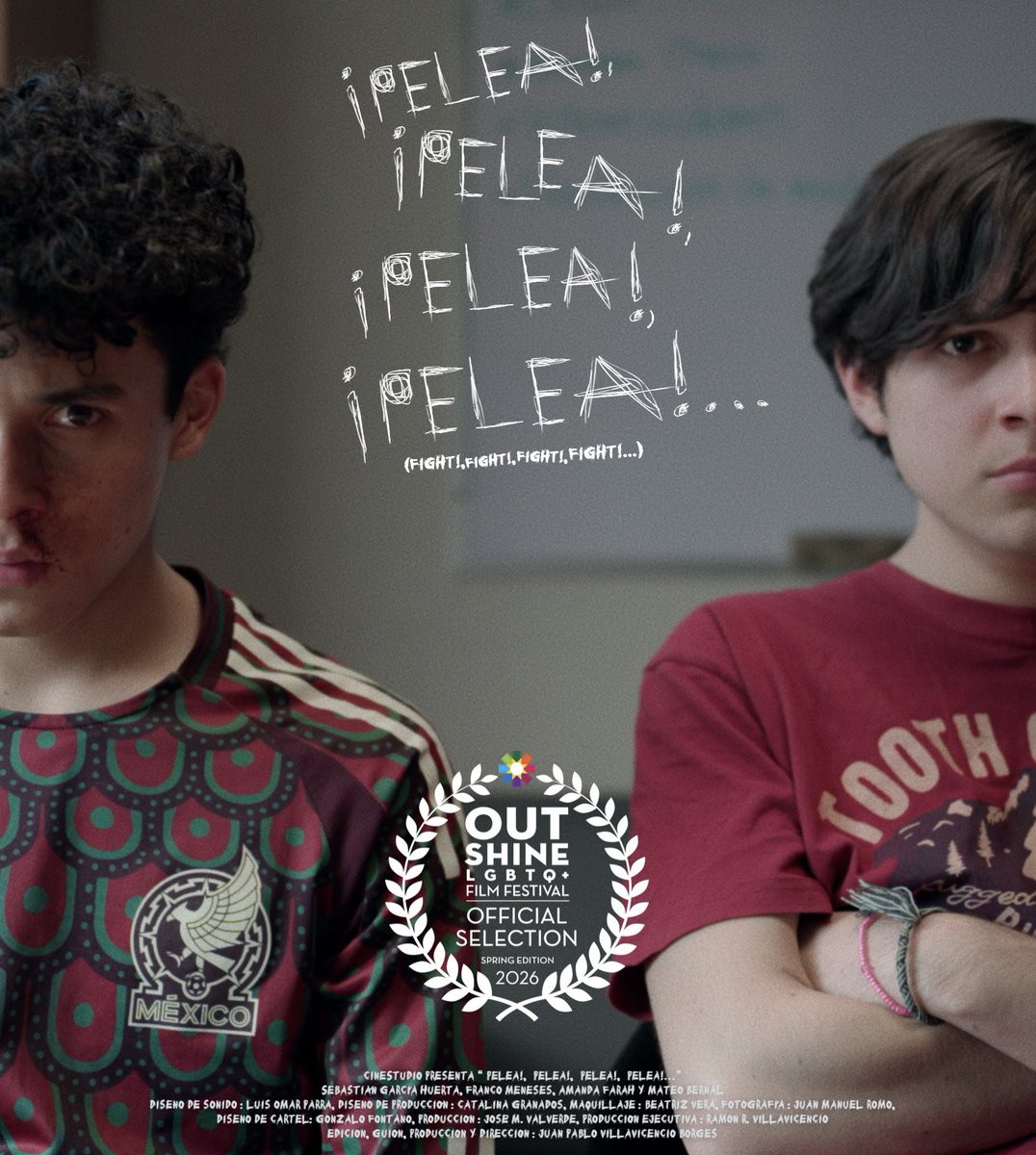cineStudio_'s tweet photo. “¡Pelea!, ¡Pelea!, ¡Pelea!, ¡Pelea!…”
Selección oficial del 28a edición del OUTshine LGBTQ+ Film Festival -Spring Edition @OUTshineFilm , del 23 de abril al 3 de mayo de 2026 en Miami y Fort Lauderdale, Florida, E.U.A. https://t.co/ShjwZrsJn3
