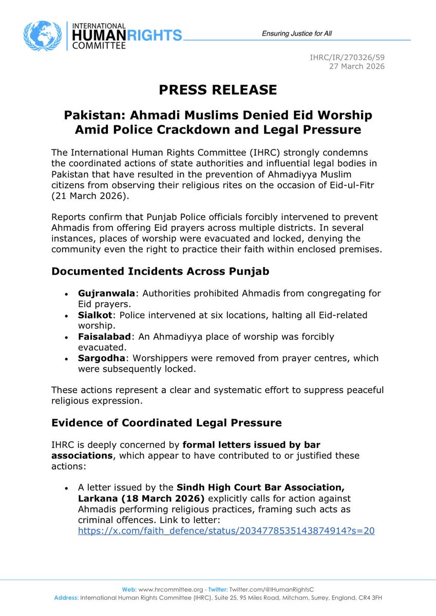 International Human Rights Committee (IHRC) tweet media