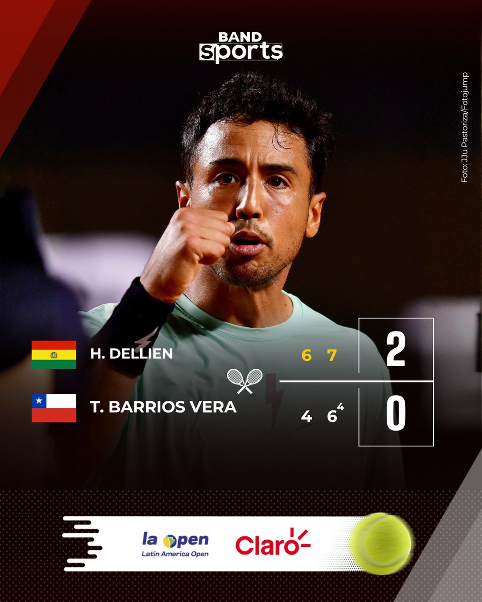 bandsports's tweet photo. TÁ DECIDIDO! 🎾 O boliviano Hugo Dellien venceu o chileno Barrios Vera e avançou às semifinais do LA Open. Com o resultado, Dellien aguarda o confronto entre Emilio Nava e Jaime Faria para conhecer o seu adversário na próxima fase.
#TênisNoBandSports #LAOpen #Dellien #BarriosVera #Tênis