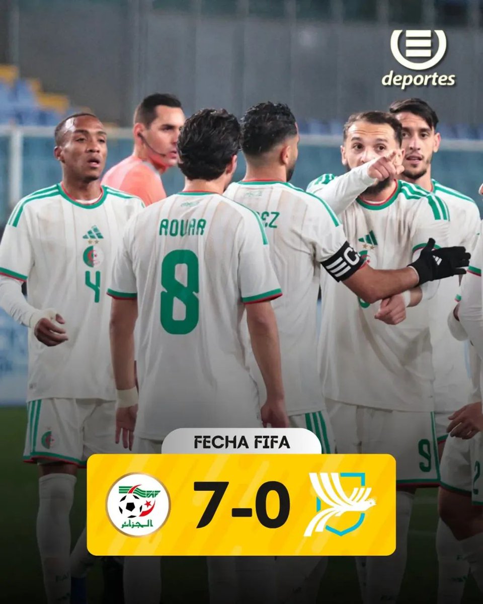 #VamosGuate | ¡ARGELIA HUMILLA A GUATEMALA! 

🇩🇿 Argelia 7-0 Guatemala 🇬🇹: Amine Gouiri (18 y 59), Riyad Mahrez (30), Achref Abada (45), Houssem Aouar (47), Farès Ghedjemis (76) y Nadhir Benbouali (82). 

Crónica del partido 👉  goo.su/wUbH9Ny