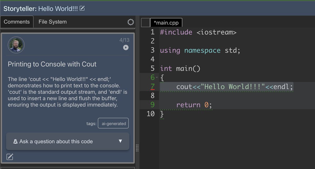 PlaybackPress's tweet photo. I am exploring whether an AI model can automatically generate code playbacks based on some code written by a programmer (or AI coding assistant). 

The hard part is identifying *where* a description should be added in the code's evolution. This has been really interesting so far. https://t.co/tRVRomTFCU