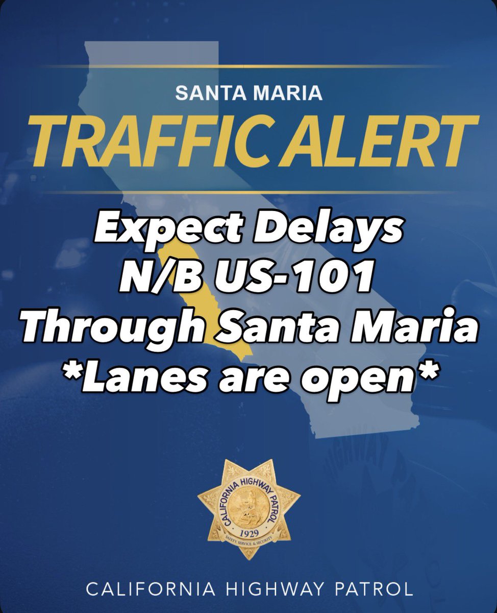 CHPSantaMaria's tweet photo. Traffic is backed up due to an earlier incident.  Traffic lanes are open, but traffic is congested at this time. https://t.co/nC2J9pw9Kv