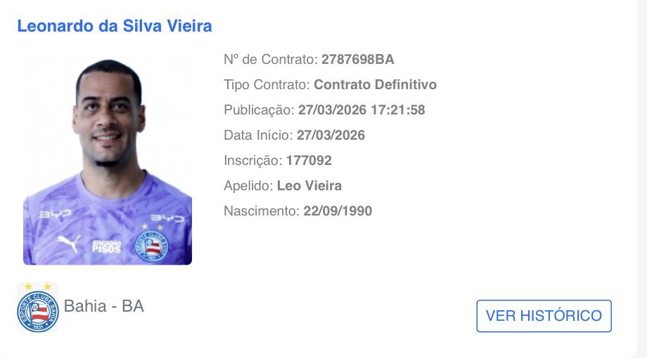 EcbPortal's tweet photo. BIDOU! ✅🇳🇱

Goleiro Léo Vieira já foi registado no BID e já está apto para fazer sua estreia com a camisa do Bahia. https://t.co/Y34bgotHxF