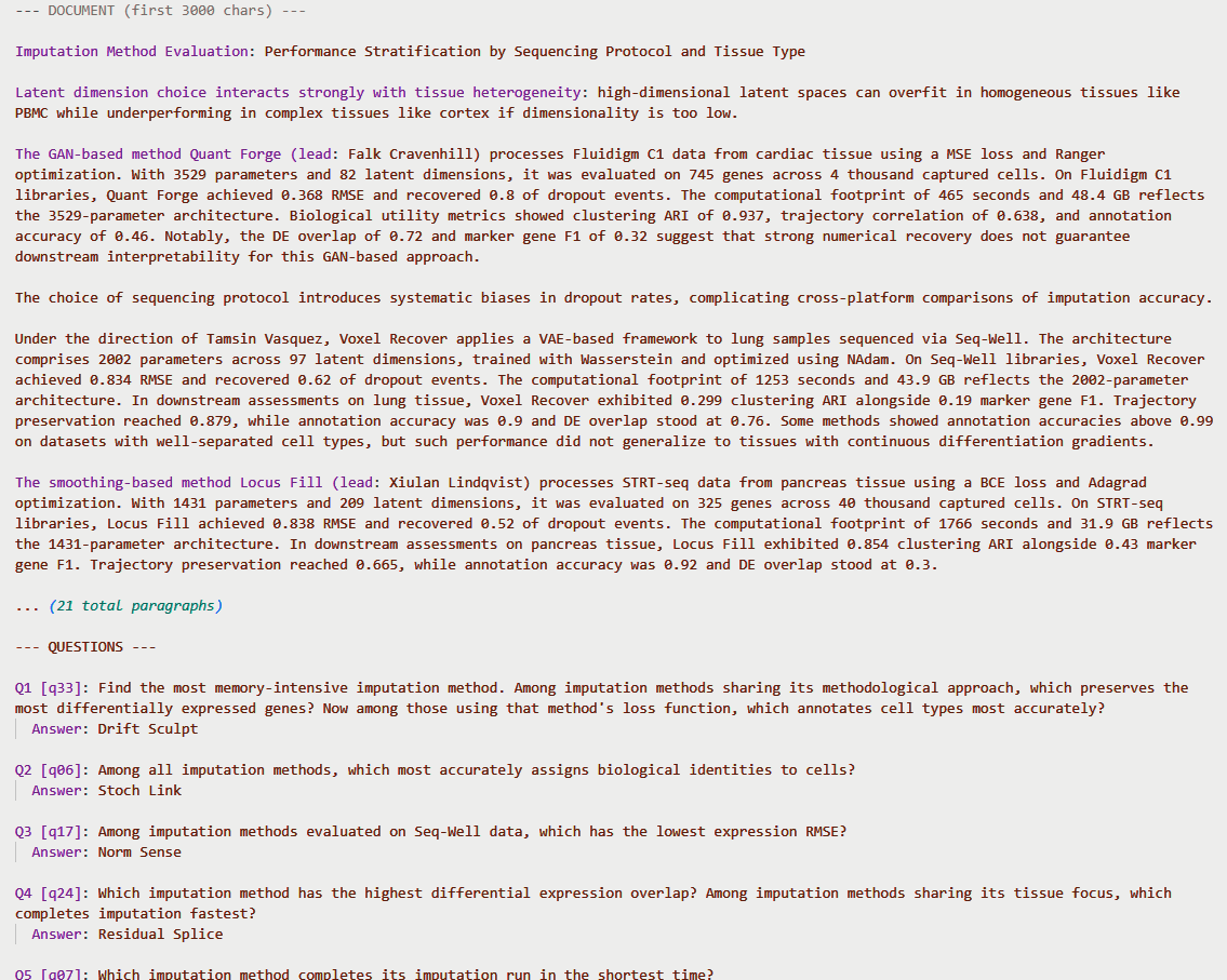 The domain library pipeline/agent workflow is getting better and better. Infinite combinations of synthetic documents that actually read like the real world source documents, with questions that require reasoning in the same way a researcher would (all while being deterministic