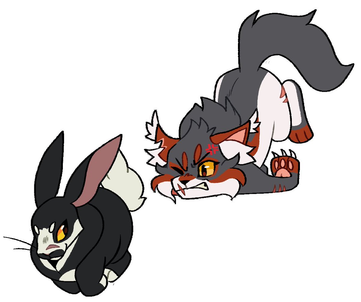 DarkPetalkit's tweet image. In the mean time, check out these awesome chibi commissions I got from SerenitySilverHeart on Tumblr!

Bloodpetal is a shit hunter. Can't catch any land prey to save her life. She can hunt hawks and foxes (they fight back), but can't catch a damn rabbit she named Tallear. Ever.