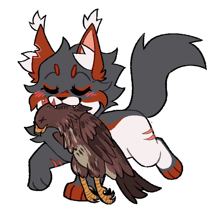 DarkPetalkit's tweet image. In the mean time, check out these awesome chibi commissions I got from SerenitySilverHeart on Tumblr!

Bloodpetal is a shit hunter. Can't catch any land prey to save her life. She can hunt hawks and foxes (they fight back), but can't catch a damn rabbit she named Tallear. Ever.
