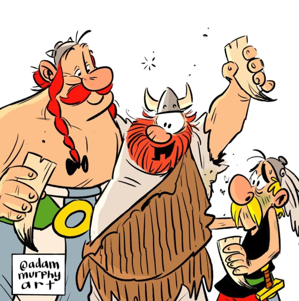 AmraSeldon's tweet image. Meanwhile, in the #Multiverse... 
 
#Asterix  
#Obelix 
#Hagar 
#Friday 
#Party 

Art © Adam Murphy